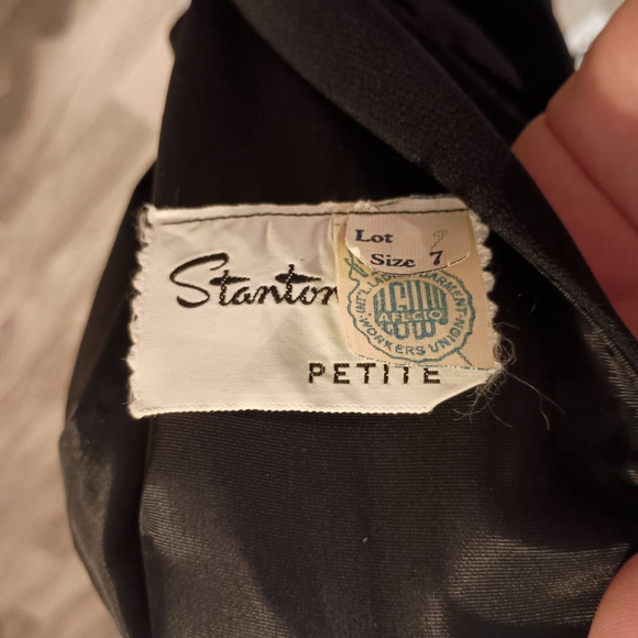 Vintage 50s Stanton JR Petite Women's Black Mini Dress Union Made size 7 Formal - Picture 11 of 13